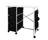 Practical Movable Home Office Computer Desk With 3 Fabric Drawers / Hanging Pocket