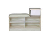 White Modern Narrow Home Shoe Cabinet Cushion Bench With PB Board Frame