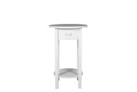 Apartment White Wood Round Coffee Table Glossy White Finished With Drawer