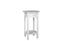 Apartment White Wood Round Coffee Table Glossy White Finished With Drawer