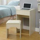 White Storage Desk Home Wood Furniture With Lifted Mirror / 6 Knock Down Shelves