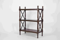 3 Tiers Multi Purpose Wooden Book Rack Walnut With X - Pattern Frame 12.4kg