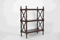 3 Tiers Multi Purpose Wooden Book Rack Walnut With X - Pattern Frame 12.4kg