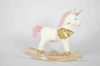 White Toddler Wooden Toys Rocking Horse Unicorn For High Rack Stuffed Animal Seat