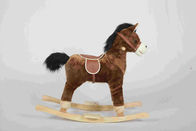 2.1KG Brown Wooden Rocking Horse Pony With Realistic Sounds / Two Curved Rails