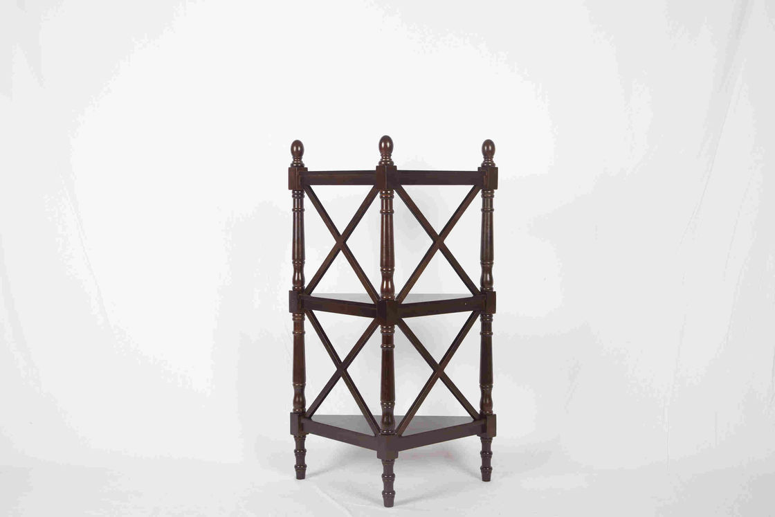 3 Tier Corner Shelf Modern Wood Furniture Multi Purpose With X - Pattern Frame