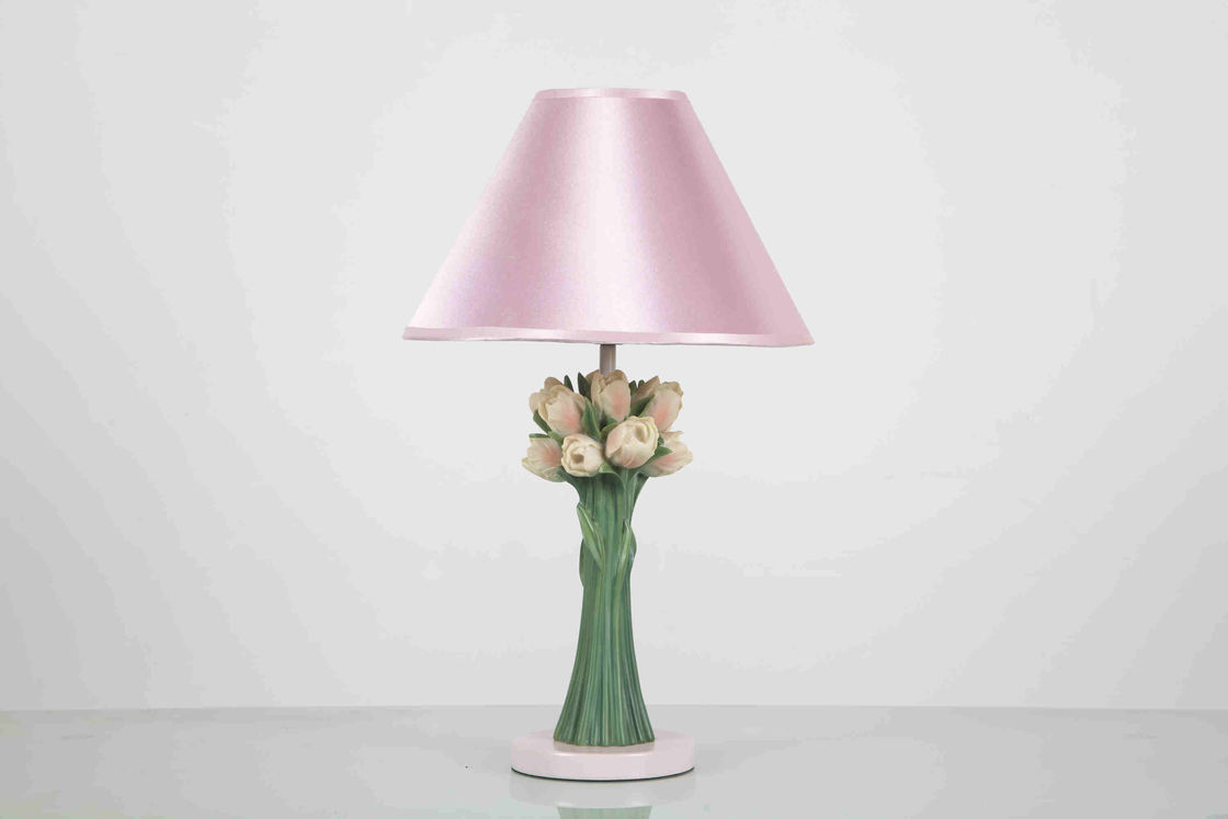 Fabric Round Elegant Home Table Lamps Flowers Shape For Protecting Eyes