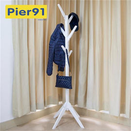 White Durable Wooden Coat Hanger Stand With Tree Branches Design W45*D45*H172CM