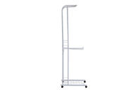 Movable Metal Coat Hanger Stand 4 Turnable Hanging Pole Bottom Storage Shoes Rack