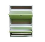 2 Tier Flip Drawers Shoe Organizer Cabinet , Green Shoe Storage Containers