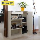 Apartment Slim Shoe Storage Cabinet , 3 Removable Shelves Wooden Shoe Rack With Doors