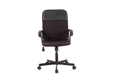 Black Leather Office Chair With Armrest Zipper , Wearable Swivel Computer Chair