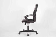 Black Leather Office Chair With Armrest Zipper , Wearable Swivel Computer Chair