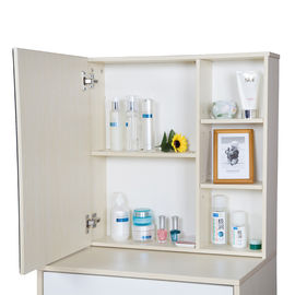 Particle Board Bedroom Makeup Vanity Set White With Mirror / Hidden Cabinet