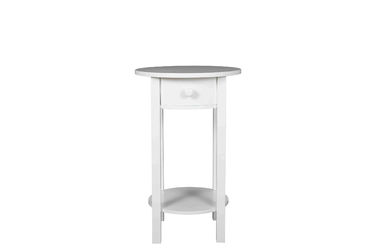 Apartment White Wood Round Coffee Table Glossy White Finished With Drawer