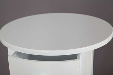 Apartment White Wood Round Coffee Table Glossy White Finished With Drawer