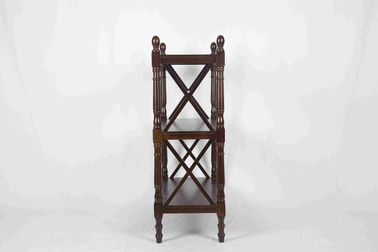 3 Tiers Multi Purpose Wooden Book Rack Walnut With X - Pattern Frame 12.4kg