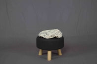 3.1kg Soild Wood Small Upholstered Footstool For Bedroom / Living Room