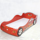 Cartoon Bedroom / Kids Playroom Furniture Children Racing Car Bed With LED Lights