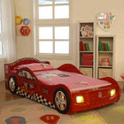 Cartoon Bedroom / Kids Playroom Furniture Children Racing Car Bed With LED Lights