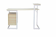 2 Storage Drawers Modern Computer Desk White Oak Elegant With Elevated Shelf