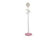 White Flower Shape Kids Playroom Furniture Wooden Coat Rack With Mirror