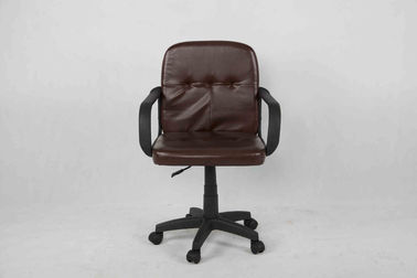 Dark Brown Leather Office Chair , Middle Back Executive Computer Chair With Nylon Armrest