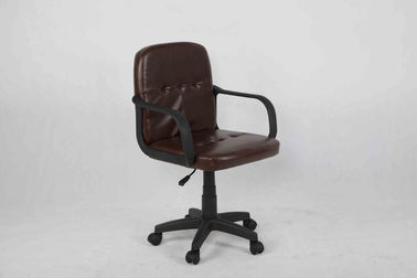 Dark Brown Leather Office Chair , Middle Back Executive Computer Chair With Nylon Armrest