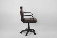 Dark Brown Leather Office Chair , Middle Back Executive Computer Chair With Nylon Armrest