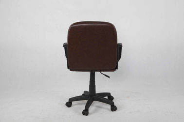 Dark Brown Leather Office Chair , Middle Back Executive Computer Chair With Nylon Armrest