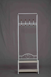 Anti Rust Practical Standing Coat Rack Carbon Steel With Storage Bench Shoes Shelves