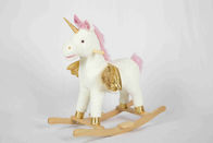 White Toddler Wooden Toys Rocking Horse Unicorn For High Rack Stuffed Animal Seat