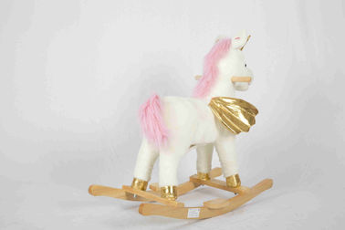 White Toddler Wooden Toys Rocking Horse Unicorn For High Rack Stuffed Animal Seat