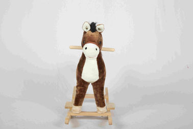 2.1KG Brown Wooden Rocking Horse Pony With Realistic Sounds / Two Curved Rails