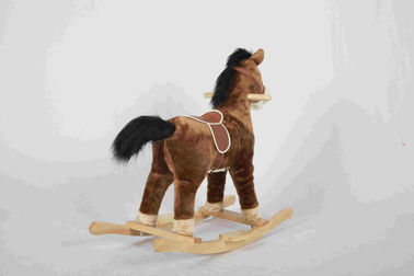 2.1KG Brown Wooden Rocking Horse Pony With Realistic Sounds / Two Curved Rails