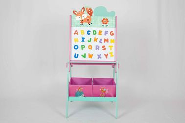 Children Alphabet Wooden Double Sided Easel With Storage Bins