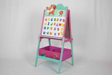 Children Alphabet Wooden Double Sided Easel With Storage Bins