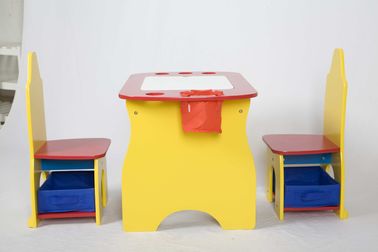 W60*D44.5*H47.5CM Children Wooden Desk With 2 Chairs