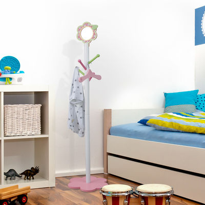 Flower Design 135CM Wooden Children'S Coat Stand