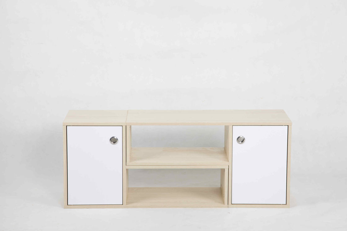 White Oak L Shape Modern Wood Furniture Cabinet Set With Drawer And 2 Shelves