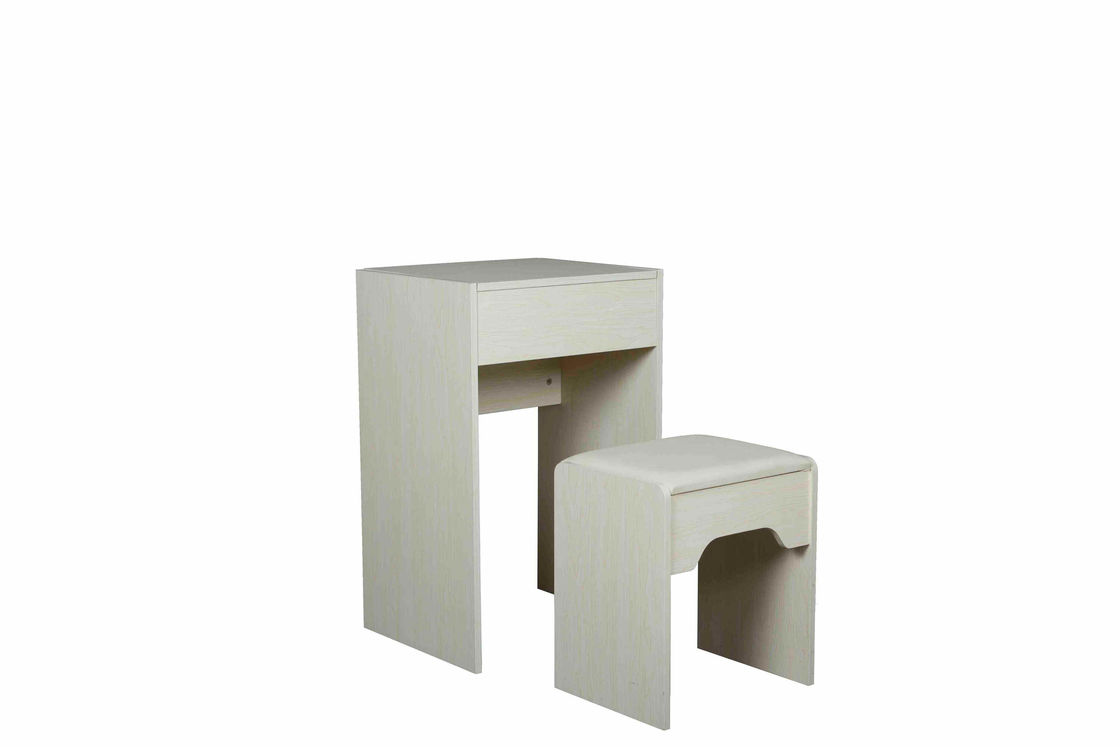 White Storage Desk Home Wood Furniture With Lifted Mirror / 6 Knock Down Shelves